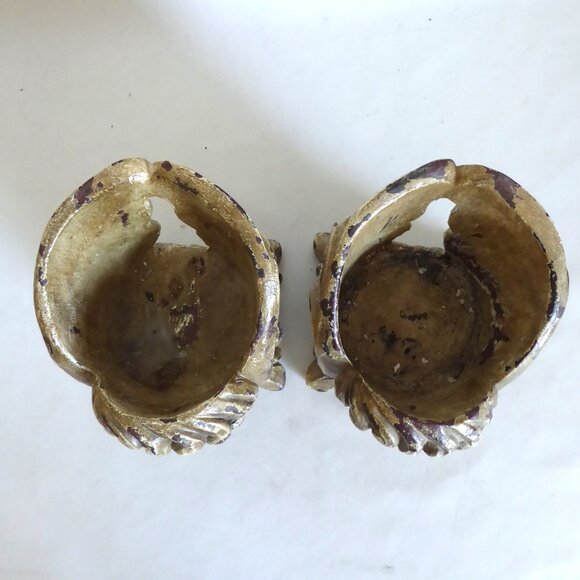 VINTAGE 6” GOTHIC WINGED ANGEL PUTTI CUPID GARGOYLE CANDLE HOLDER SET - Picture 5 of 8